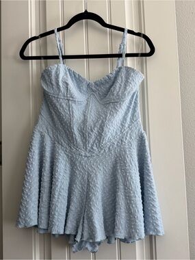 Fashion Nova Textured Romper with Spaghetti Straps